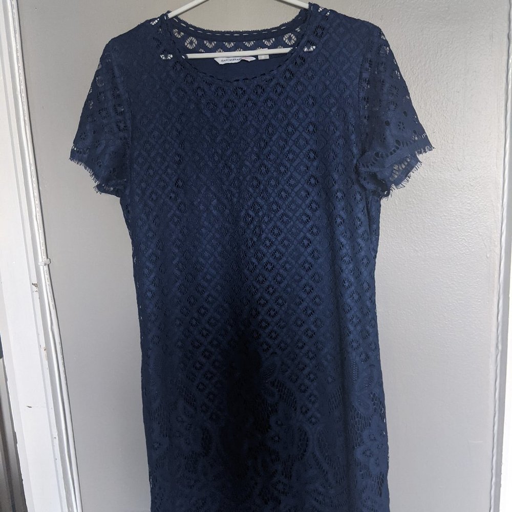 Blue Lace Midi Dress, T-Shirt Cut